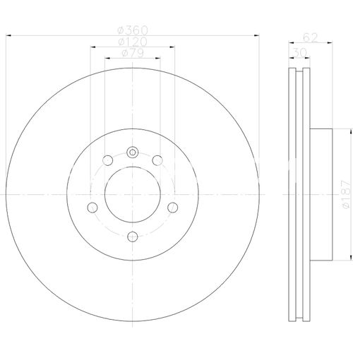 Hella Pagid Front Disc Brake Rotor SDB000624